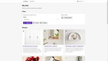 Wishlists management screen