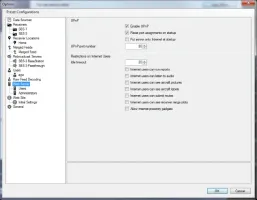 Web server options configuration page including UPnP settings