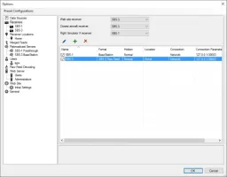Receiver configuration page showing format selection and feed settings
