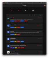 Dashboard on small screen in dark mode