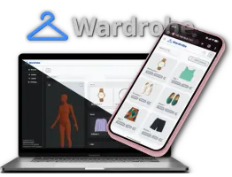 Wardrobe showcase showing the clothing management interface
