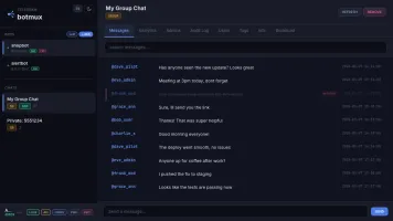 Messages view with real-time message feed and search