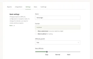 Basic property settings with difficulty growth slider