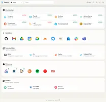 Dashboard in the default layout with groups of links