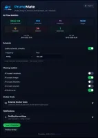 Main dashboard with schedule and cleanup controls