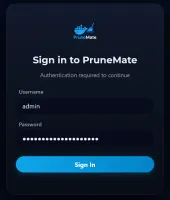 Login page shown when authentication is enabled