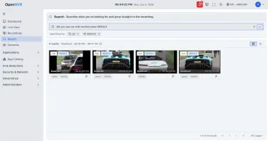 Search page with natural-language query results (light theme)