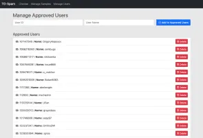 Web UI page for viewing and controlling the approved users list