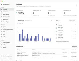 Web console overview showing service status, running sessions, sandbox capacity, fleet and projects
