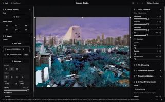 Imagor Studio multi-layer editor with preview and transformation controls