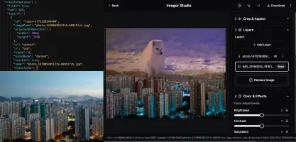 Imagor Studio reusable templates panel showing saved JSON templates