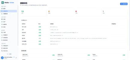 Admin console domain health checks