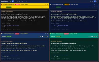 Four projects color-coded in the grid with custom palettes