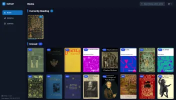Library overview showing books and comics grid
