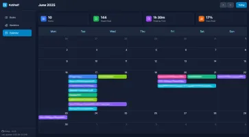 Reading calendar monthly view with activity