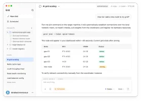 Grid desktop app showing chat with a model running on the user's cluster
