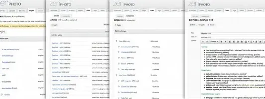 Zenpage blog and pages management