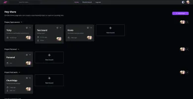 Landing page in dark mode
