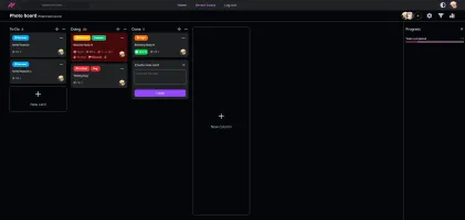 Board view in dark mode