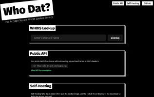 who-dat web interface showing WHOIS lookup results