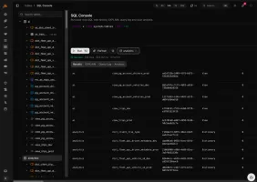 SQL console with read-only SQL, history, and EXPLAIN