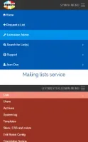 Listmaster portal menu in mobile view