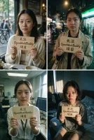 Photorealistic image generation test: same person across four scenes