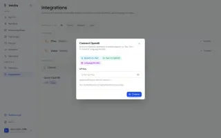 Connecting a provider with API key modal