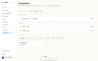 Connected provider displayed in dashboard