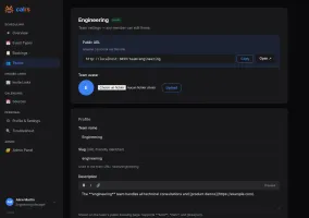 Team settings with members and groups