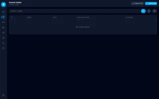 Saved Codes library page