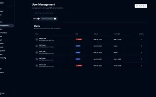 Admin user management dashboard