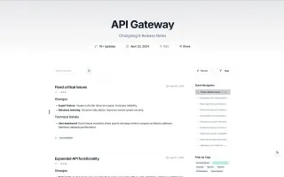 Public changelog page