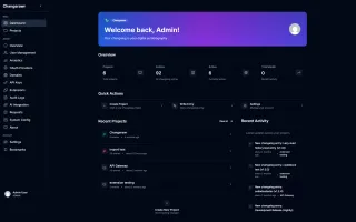 Main Changerawr dashboard