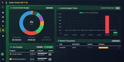 Budgets management screen