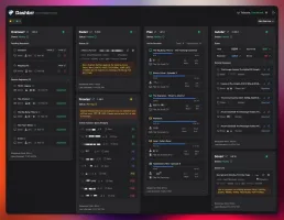Main dashboard with service health monitoring and status cards