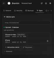 Device sync settings page