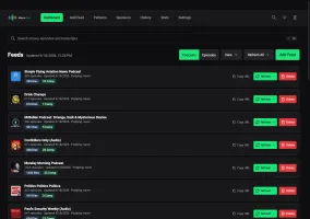 MinusPod dashboard on desktop showing feed management interface
