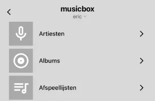 Sonos app showing bonob with white foreground and dark grey background icon