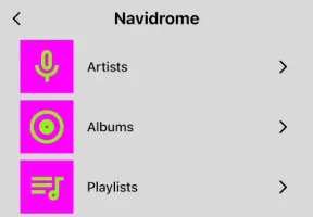Sonos app showing bonob with chartreuse foreground and fuchsia background icon