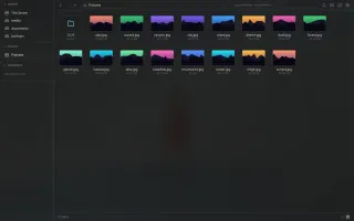 Browsing a photos folder in grid view