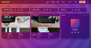 Dashboard with Spotify plugin panel and album cover art behind the dashboard