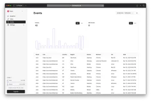 Events view in light mode