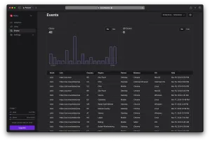 Events view in dark mode