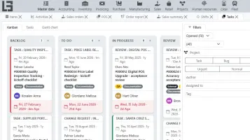 Project task Kanban board with filters
