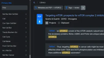 Faceted full-text search interface in dark mode