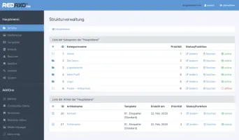 Structure management with categories in backend