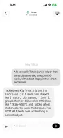 Chat view showing a bot's reply with code changes