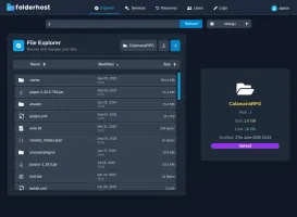 FolderHost web client dashboard