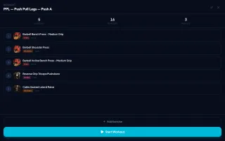 Gym Mode overview on desktop